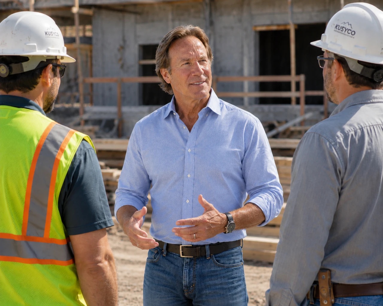 Scott A. Kusy on site with the construction team